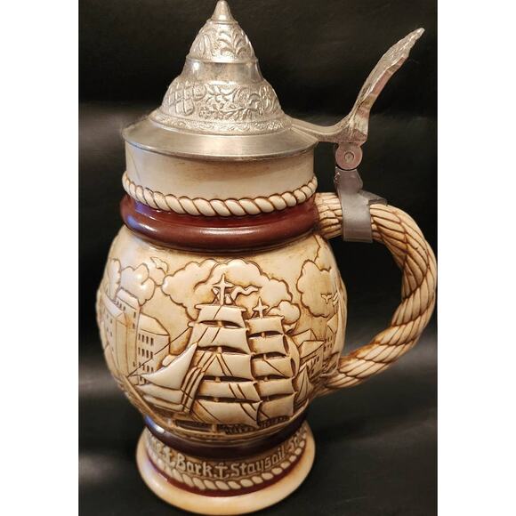 Vintage 1977 AVON Tall Ships Ceramic Stein Cologne For Men Clint in Original Box - Picture 4 of 6